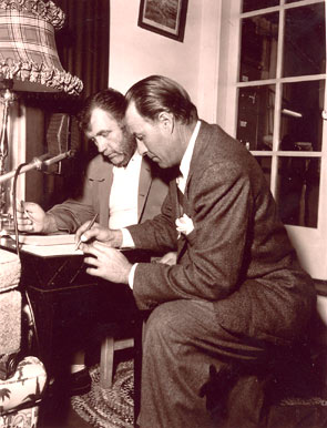 Andy Devine and Bill Elliott rehearsing for the first annual “Hoss Opera” at L.A.’s Olympic Auditorium on November 28, 1948.