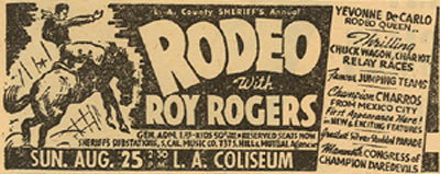 Newspaper ad from August 19, 1946, for the L. A. County Sheriff's Annual Rodeo.