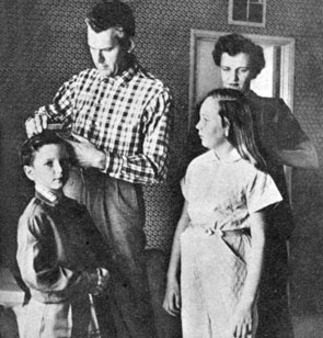 “The Man From Blackhawk”—Robert Rockwell in 1955 with his family, Bob, Susan and wife Betts (Betty Anna). 