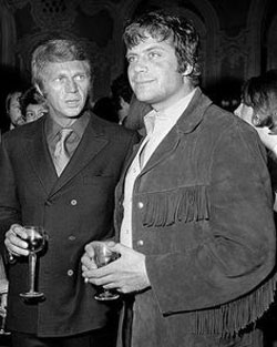 Once Upon a Time in Hollywood...Steve McQueen looks askance at Oliver Reed. 