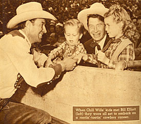 Bill Elliott with Chill Wills and his son and daughter at rodeo.