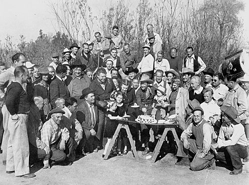 A Roy Rogers birthday party during the filming of “Under California Stars” (‘48 Republic). You can spot Roy, Dale Evans, their children, Bill Witney, Andy Devine and members of the Sons of the Pioneers. 