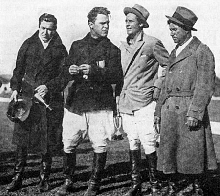 Winners at the Riverside Polo Club! (L-R) Johnny Mack Brown (holding the trophy), Big Boy Williams, Charles Farrell and Will Rogers. 