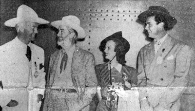 (Bottom photo): William Boyd, Gabby Hayes, Jan Clayton, Russell Hayden. 
Jan Clayton came from Tularosa, New Mexico. This was her first film and was currently the off screen fiancee of Russell Hayden. 