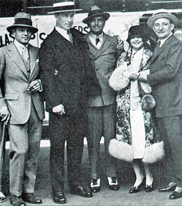 Rudolph Valentino, William S. Hart, Douglas Fairbanks, Norma Talmadge and famous producer/studio head Joseph Schenck at the L.A. train depot in the ‘20s. 