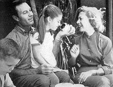 George Montgomery and family. Jody, 4, Missy, 10 and Dinah Shore. June, ‘59. 
