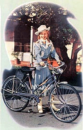 Next to riding Chapion, Trigger, Bullseye and Topper, Gene Autry, Roy Rogers, Gail (Annie Oakley) Davis and Hopalong Cassidy say there's nothing like riding a Schwinn.