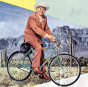 Next to riding Chapion, Trigger, Bullseye and Topper, Gene Autry, Roy Rogers, Gail (Annie Oakley) Davis and Hopalong Cassidy say there's nothing like riding a Schwinn.