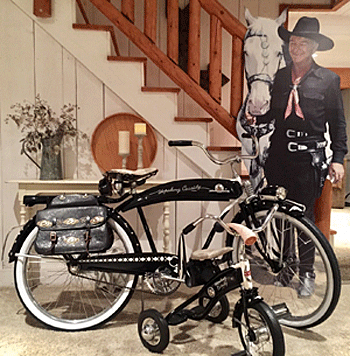 Next to riding Chapion, Trigger, Bullseye and Topper, Gene Autry, Roy Rogers, Gail (Annie Oakley) Davis and Hopalong Cassidy say there's nothing like riding a Schwinn.