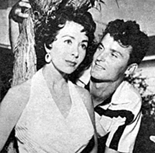 Keith Larsen and his first wife, Susan Cummings, whom he married in 1954. Larsen starred in “Brave Eagle” and “Northwest Passage” while Cummings co-starred in “Union Pacific”. 