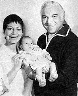 Nancy and Lorne Greene with new born Gillian in 1968. 