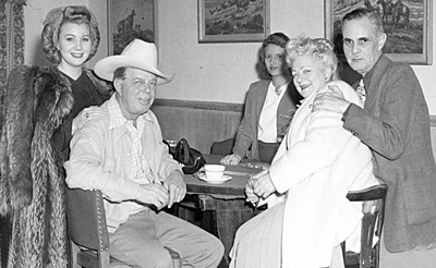 Hoot Gibson with his wife Dorothea Dunstan and friends. Out of work in the fifties, Hoot became a Las Vegas casino greeter. 