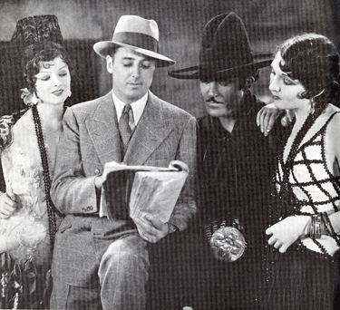 Checking the script for “Rogue of the Rio Grande” (‘31 Sono-Art-Worldwide) are (L-R) Myrna Loy, director Spencer Gordon Bennet, Jose Bohr and Carmelita Geraghty. 