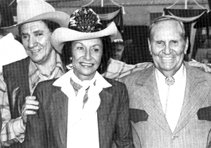 Pat Buttram, Vera Hruba Ralston and Gene Autry at the Diamond Circle for the City of Hope’s “Last Great Hollywood Party-VI” in 1981. Monte Hale was honorary marshal that year. 