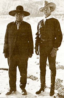 Tim McCoy poses in 1924 with Wovoka, the Nevada Paiute Shaman whose Ghost-Dance religion burned itself out at the Battle of Wounded Knee in 1890. 