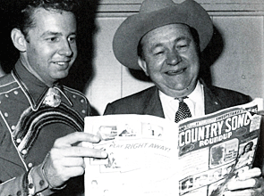 Johnny Western and Tex Ritter catch up on the news from COUNTRY SONG ROUNDUP.