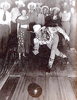 Roy Rogers bowls a lane at Pioneertown circa the early ‘50s. 