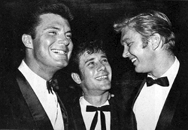 Good friends Max Baer Jr., Bob Fuller ("Laramie"/"Wagon Train") and Denny Scott Miller ("Wagon Train") in January 1954. 