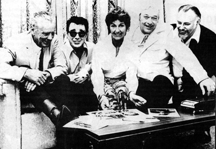 Russell Hayden, Lash LaRue, Peggy Stewart, Monte Hale and Western film historian Bill McDowell at the second Memphis Western Film Convention in 1973. 
