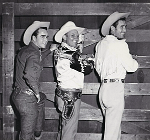 From the Flying A...Dick Jones ("Buffalo Bill Jr.", "Range Rider"), boss man Gene Autry and Jock Mahoney ("Range Rider"). 