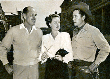 Jack and Tim Holt, who co-starred together in “Arizona Ranger” (‘48 RKO), with Jennifer Holt, daughter of Jack and sister of Tim.