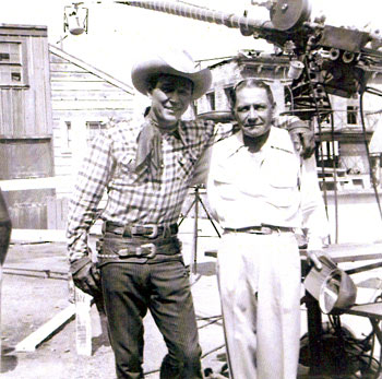 Director Joe Kane visits Roy Rogers on the set of his TV series. Kane had earlier served as director and associate producer on dozens of Roy's pictures at Republic in the ‘30s and ‘40s.