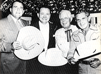 A great reunion...Crash Corrigan, Tex Ritter, Hoot Gibson and Bob Steele in 1959.