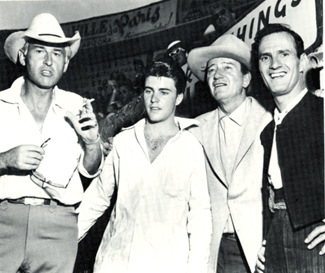 Stewart Granger, Ricky Nelson and John Wayne were in the audience at the Nogales, Sonora Plaza de Toros in May 1958 whne Mexican mantador Carlos Aruza (right) performed.