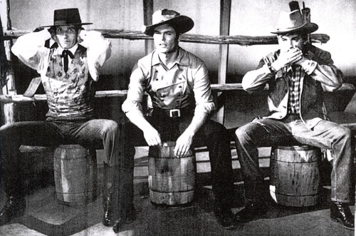 Hear no evil Hugh O’Brian as Wyatt Earp, See no evil Ty Hardin as Bronco Layne and Speak no evil Will Hutchins as Tom “Sugarfoot” Brewster. Taken from a 1960 PHOTOPLAY annual.