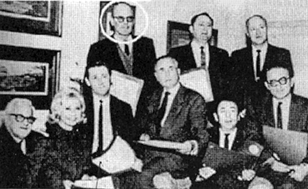 Allan Lane (circled) with executives and others involved with TV's "Mr. Ed".