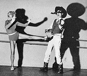 When actress Dannielle Aubry got together with Will Hutchins to learn how to use a six-shooter for "Sugarfoot", things got a little confusing as to who was teaching whom what! 