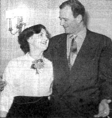Jacqui McKenzie, a senior secretary at Republic Pictures Corporation in London, England, poses in the late ‘40s with John Wayne. (Thanx to Terry Cutts.)