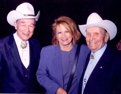 Roy Rogers, Angie Dickinson and Gene Autry at a Golden Boot Awards dinner in the ‘90s. (Photo courtesy Neil Summers.)