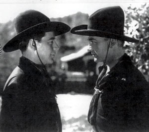 William Boyd (Hopalong Cassidy) and his double on the left Forest Lee (Frosty) Royse. (Photo courtesy HOPPY TALK and Gary Groyse, Frosty’s son.)
