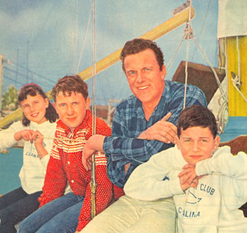 James Arness in April 1960 with his children, Jenny Lee, 8, Craig, 12, and Rolf, 6.