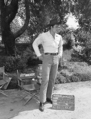 A Clint Walker wardrobe test at Warner Bros. for “Cheyenne”.