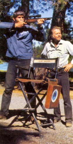 Hollywood gun coach Arvo Ojala (right), trains Clint (“Cheyenne”) Walker.