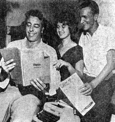 Noted stuntman Fred Carson (left) visits with his brother-in-law, Glen Null, and Carolyn Outland in Bristol, TN, on September 6, 1961.