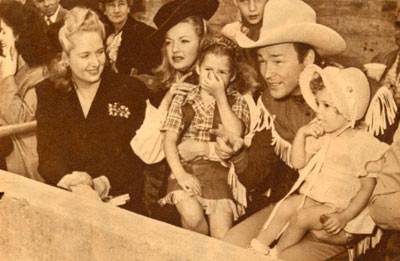 Another shot from that 1945 rodeo with (L-R) Arlene Rogers, Dale Evans, Cheryl Rogers, Roy and Linda Lou Rogers.
