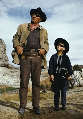 John Wayne and son Ethan on the set of “True Grit” in 1969.