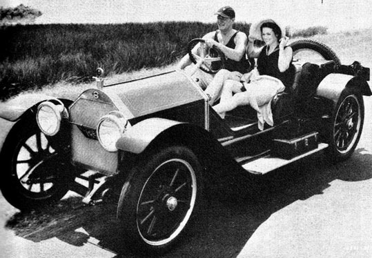 Cars of the Stars: John Wayne takes Maureen O’Hara for a spin in a 1914 Stutz Bearcat. (Thanx to Jerry Baumann.)