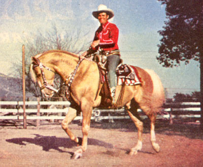 Gene Autry on a palomino named Pal. No idea for the reason on this photo. 