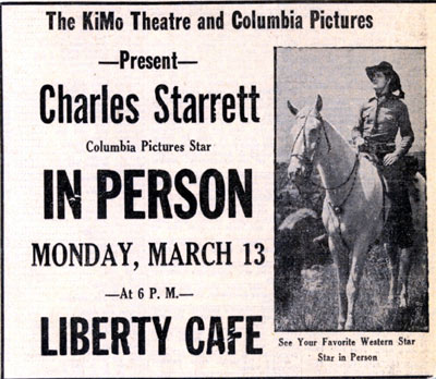 Assume Starrett also was afforded dinner at the Liberty Cafe which was in Albuquerque, New Mexico. This ad from March 12, 1939.