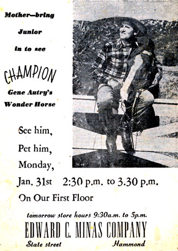 Even Champion made appearances without Gene. Hammond, Indiana, circa late ‘40s.