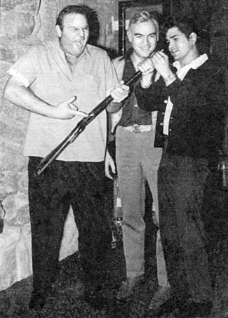 Dan Blocker, Lorne Greene and Michael Landon at the 1963 opening of Greene’s Ponderosa Mesa home.