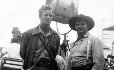 Sterling Hayden and Ernie Borgnine on location in Bracketville, TX, for “The Last Command” (‘55 Republic). (Thanx to Jerry Whittington.)
