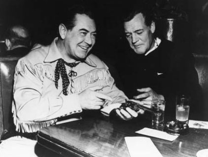 Over a drink, sometime in the late ‘40s, Johnny Mack Brown and Charles Starrett 