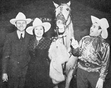 Tex Ritter, Ruth Mix, Ken Maynard and Tarzan at Grand National in October 1937.