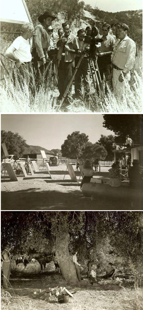 The above three photos were taken during the making of Sunset Carson’s Yucca Pictures in 1948. Note director Oliver Drake in the center in the top photo. (Thanx to Jerry Whittington.)