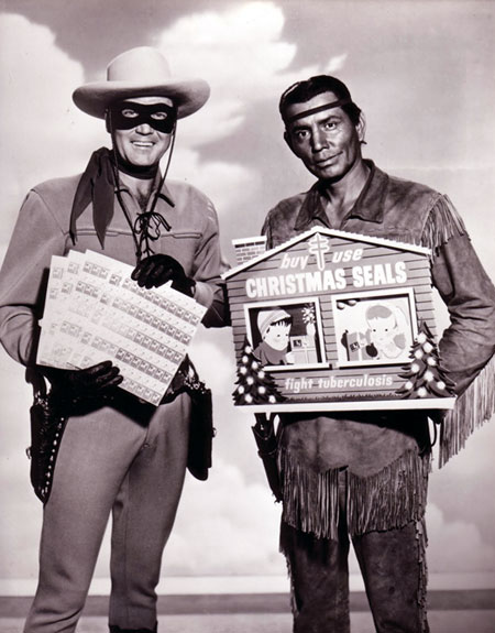 Clayton Moore as the Lone Ranger and Jay Silverheels as Tonto were big promoters of Christmas Seals.